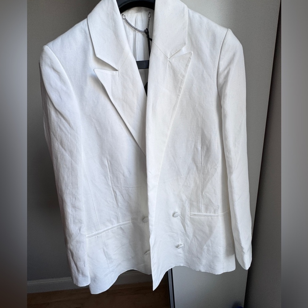 NWT ALLSAINT Petra Linen Blend White Oversized Blazer in Size 4 - Picture 12 of 17